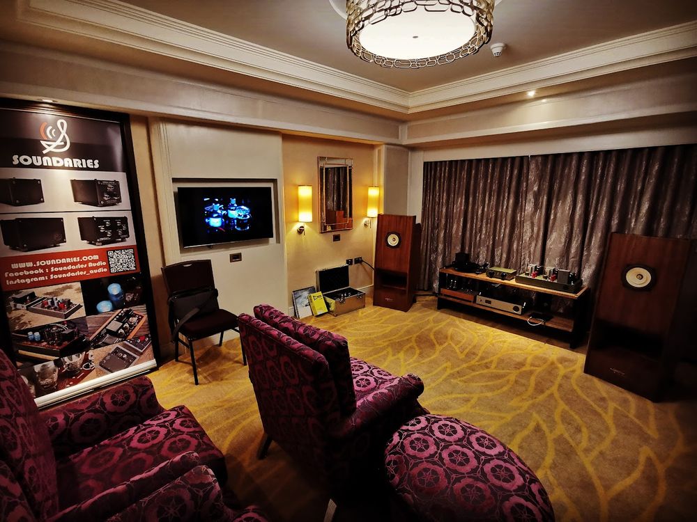 A Soundaries listening room set up for a showroom
